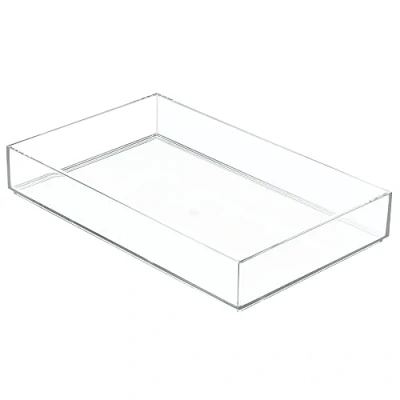 Afbeelding van iDesign Extra grote kunststof bestekbak voor laden, stapelbare ladeverdelers bestek en andere benodigdheden, transparant, 20,3 cm x 30,5