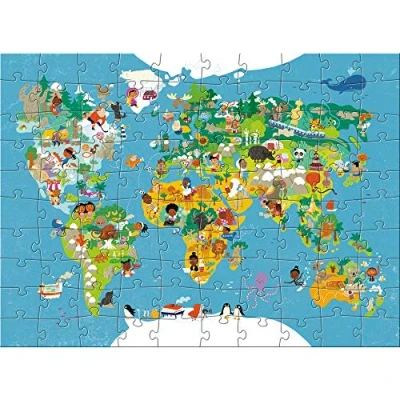 Afbeelding van Haba Kinderpuzzel Wereldkaart 100 Stukjes