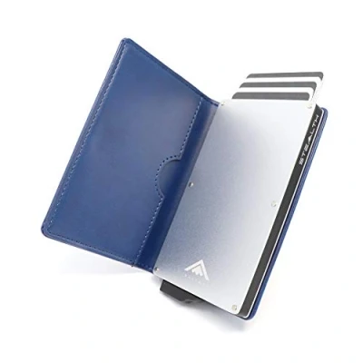 Afbeelding van Stealth Wallet Minimalistische portefeuille met pop up kaarthouder, in geschenkdoos, van licht en dun aluminium, creditcard etui RFID /NFC blokkering, Minimalistisch