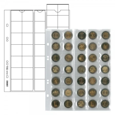 Afbeelding van LINDNER Das Original Multi Collect muntenvellen voor 35 munten tot Ø 27 mm, met zwarte tabbladen, 5 stuks