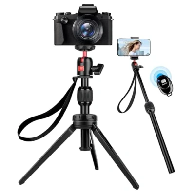 Afbeelding van JOILCAN Compact statief van aluminiumlegering met 360 verstelbare kogelkop, 6,35 mm schroef, compatibel telefoon, Canon G7X Mark en Sony camera, belastbaar tot 4 kg