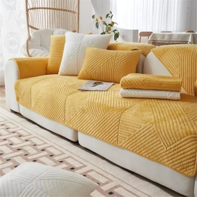 Afbeelding van LINGKY Housse Canapé 1/2/3/4 Places, de Coussin Canapé, d&#039;angle, Universelle Protege Canape, Protection Couvre Antidérapante (Jaune,70x180cm)