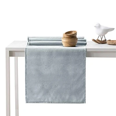 Afbeelding van AmeliaHome Tafelloper 30 x 100 cm, lotuseffect, waterafstotend, slangenhuid, zilver, Vesta