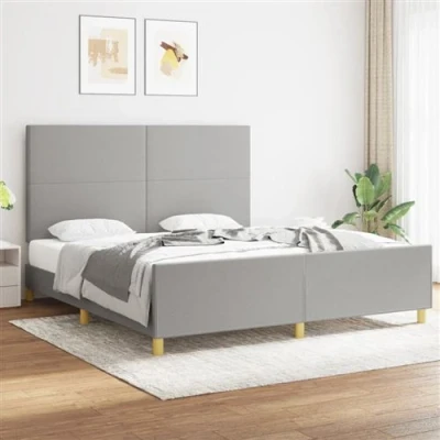 Afbeelding van vidaXL Bedframe met hoofdbord stof lichtgrijs 180x200 cm