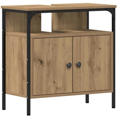 Afbeelding van Wastafelkast 60x30x60 cm spaanplaat ambachtelijk eikenkleurig