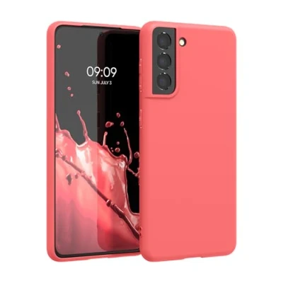 Afbeelding van kwmobile telefoonhoesje geschikt voor Samsung Galaxy S21 Hoesje smartphone Back cover in neon koraal