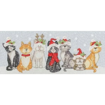Afbeelding van Bothy Threads Karen Tye Bentley Festive Felines borduren (pakket) XKTB11