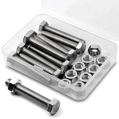Afbeelding van M8 x 40 mm, 10 stuks zeskantbouten van 304 roestvrij staal, buitenhoek, zeskantschroeven, bouten en moeren set