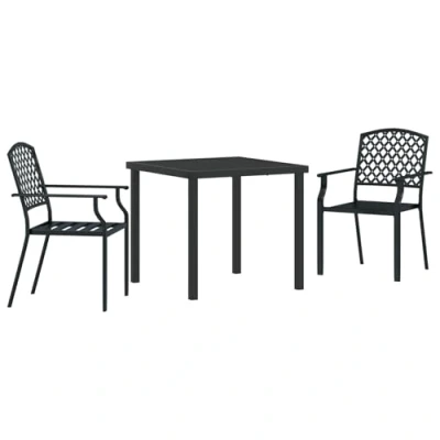 Afbeelding van vidaXL 3 delige Tuin Eettafel Set Anthraciet Staal