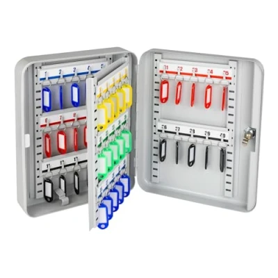 Afbeelding van HMF 13040 07 sleutelkast afsluitbaar met 40 haken, 30 x 24 7,5 cm, lichtgrijs