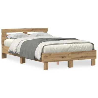 Afbeelding van vidaXL Eiken Bedframe Artisan Bewerkt Hout 120 x 190 cm Duurzaam