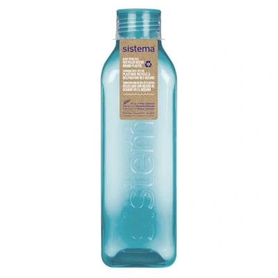 Image de Sistema Bouteille d&#039;eau carrée pour enfants, anti fuite, sans BPA, bleu sarcelle, 1 L