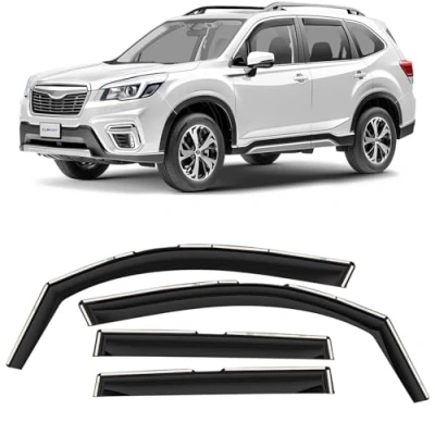 Afbeelding van CLIM ART Set van 4 autodeflectoren voor/compatibel met Subaru Forester 2018 2024 winddeflector, autospoiler, insteekbaar