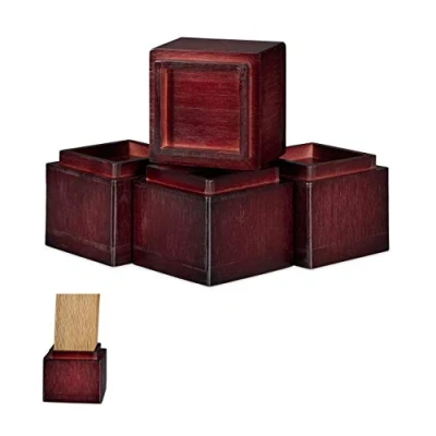 Afbeelding van Relaxdays meubelverhoger 8.5 cm stoelverhoger pootverlening 4 stuks tafelverhoger bruin
