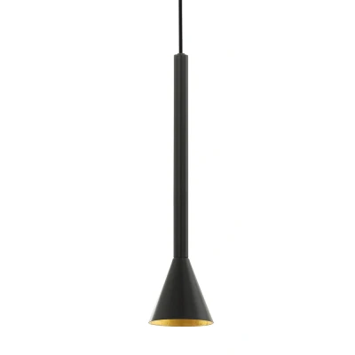 Afbeelding van EGLO Cortaderas Hanglamp, 1 lichtpunt, vintage, industrieel, modern, stalen hanglamp in zwart, eettafellamp, woonkamerlamp met GU10 fitting,Zwart, Goud