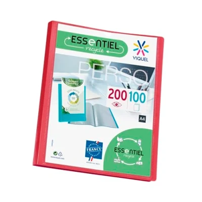Afbeelding van Viquel A4 showmap voor 200 weergaven ESSENTIEL Personaliseerbare documentenmap Gemaakt in Frankrijk 100 gladde kwaliteitshoezen Rood