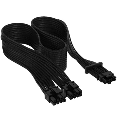 Image de CORSAIR Premium individually sleeved (Type 4, Generation 5) Câble d&#039;alimentation 12VHPWR (F) pour Alimentation PCIe de 8 broches plat noir