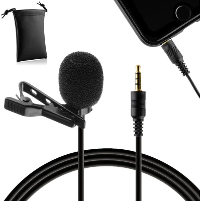Afbeelding van MOJOGEAR Speldmicrofoon voor Smartphones/Tablets/Telefoons 1,5 meter kabel 3.5 mm koptelefoon aansluiting Zwart