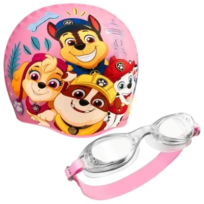 Afbeelding van Paw Patrol Zwembril voor kinderen, zwembrilset, anti condens, badmuts (roze, 3 6 jaar)