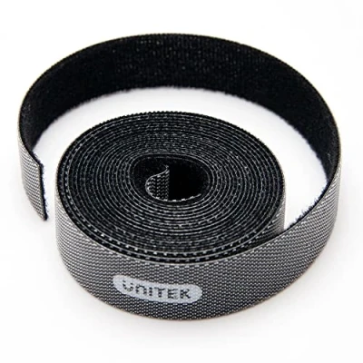 Afbeelding van UNITEK 2 m rol 1,4 cm x 200 dubbelzijdig klittenband universeel voor kabelbinders, naaien, knutselen, handwerk naar wens gesneden zwart