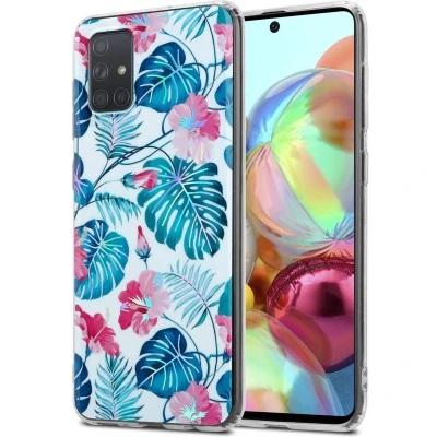 Afbeelding van Cadorabo Hoesje geschikt voor Samsung Galaxy A71 4G in SCHILDPAD BLADEN Beschermhoes gemaakt van TPU siliconen Case Cover met bloemenmotief