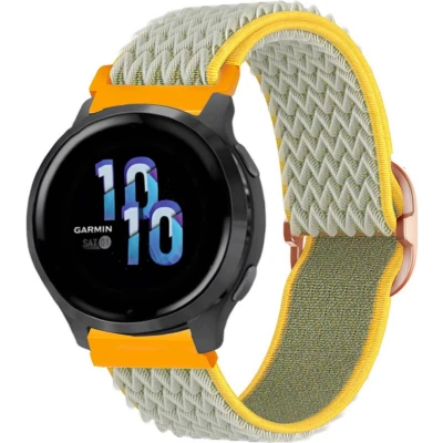 Afbeelding van iMoshion Elastisch nylon 22 mm bandje Geschikt voor Garmin Venu 2 / Fenix 7 Pro 7s 6 Vivoactive 4 Polar Grit X Vantage M2 V2 Groen Geel