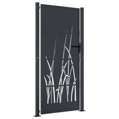 Afbeelding van Poort 105x205 cm met grasontwerp staal antracietkleurig