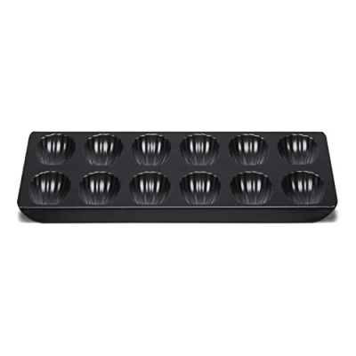 Image de patisse plaque a madeleine antiadhésif en acier revetu 12 cavités 40x19 cm noir