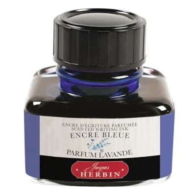 Afbeelding van Jacques Herbin 13710T Fles geurinkt &quot;Les subtiles&quot; voor vulpen en rollerbalpen, 30 ml, blauwe inkt lavendelgeur. Gemaakt in Frankrijk