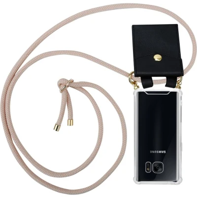Afbeelding van Cadorabo Hoesje geschikt voor Samsung Galaxy S7 in PEARLY ROSE GOUD Silicone Mobiele telefoon ketting beschermhoes met gouden ringen, koordriem en afneembare etui
