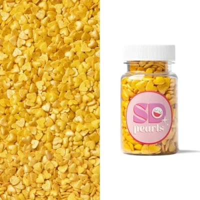 Afbeelding van SD Pearls Cœurs en sucre dorés comestibles pour mariage Confettis forme de cœur Décoration gâteau comestible cupcake Or 50 g