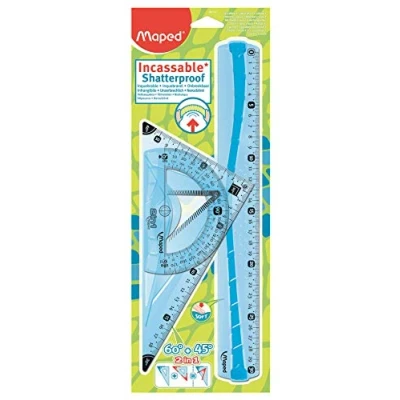 Afbeelding van Flex tekenset 1 x liniaal 30 cm 2 in driehoek gradenboog 180