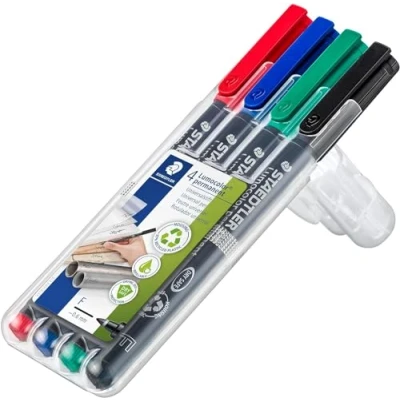 Image de Staedtler 318 WP4 Etui de 4 Feutres Pointe 0,6 mm Assortis, Black/Blue/Green/Red