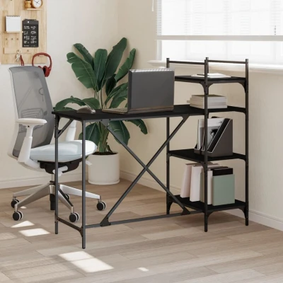Afbeelding van Computerbureau met schappen 120x47x109 cm zwart