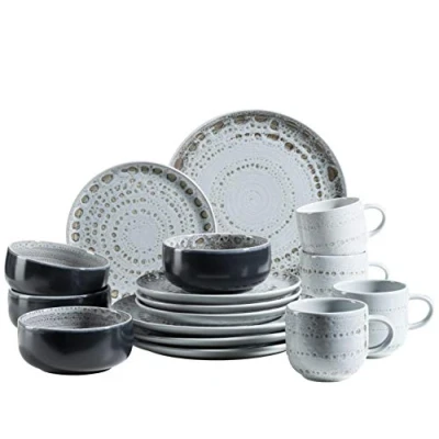 Afbeelding van MÄSER 931743 Serie Spicy Market handbeschilderd servies voor 4 personen in mediterraan vintage design, 16 delig, keramiek, roze, aardewerk