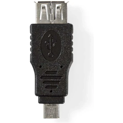 Afbeelding van USB Micro B Adapter 2.0 Male A Female 480 Mbps Vernikkeld PVC Zwar