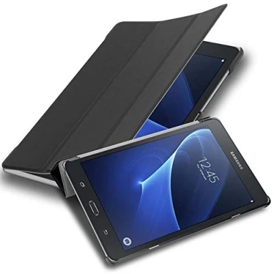 Afbeelding van Cadorabo Tablet Hoesje geschikt voor Samsung Galaxy Tab A 2016 (7.0 inch) in SATIJN ZWART Ultra dun beschermend geval ZONDER automatische Wake Up en Stand functie Book Case Cover Etui