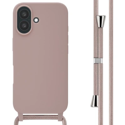 Afbeelding van imoshion hoesje Geschikt voor iPhone 16 met koord Siliconen roze