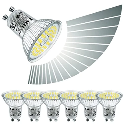 Afbeelding van EACLL 6 W GU10 ledlampen dimbaar in continue modus, stuks, komt overeen met 65 halogeenlampen, 505 lumen 6000 K, koud wit licht, 230 V AC spots flikkervrij, stralingshoek