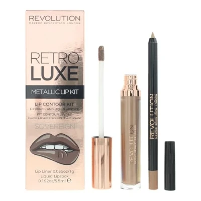 Afbeelding van Makeup Revolution Metallic Lip Contour Kit Sovereign Lipstick &amp; Pencil Set