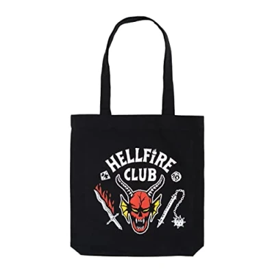 Afbeelding van Grupo Erik Tote Bag Stranger Things, Hellfire Club Katoen 37 x 39 cm Herbruikbare draagtas, boodschappentas, stoffen tas, strandtas,