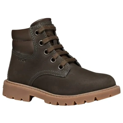 Afbeelding van Geox Shaylax Unisex Veterboots voor kinderen, Maat: 39, Coffee Leer en imitatieleer