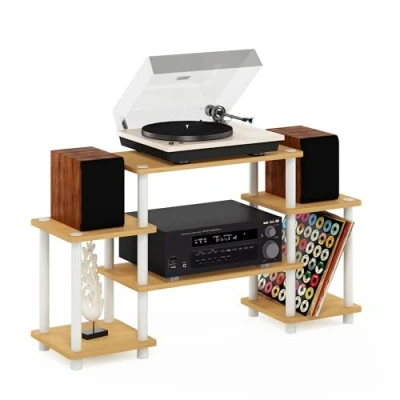 Afbeelding van Turn N Tube tv meubel, standaard, plank, beuken/wit, 105,4 (B) x 58 (H) 29,5 (D) cm