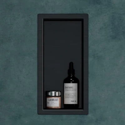 Afbeelding van Mai &amp; Wandnis voor badkamer, zwart, 15 x 30 8,3 cm, roestvrij staal, eenvoudige montage