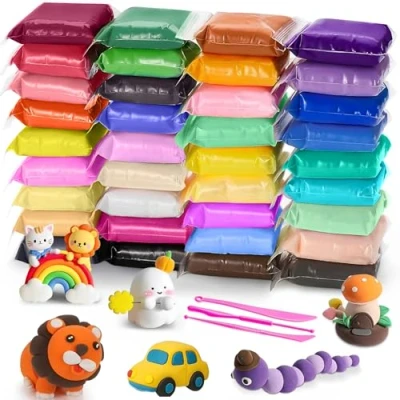 Afbeelding van EOPUOZS Kit d&#039;argile à modeler l&#039;air libre 36 couleurs Argile sèche Cadeau pour garçons et filles de 3 12 ans