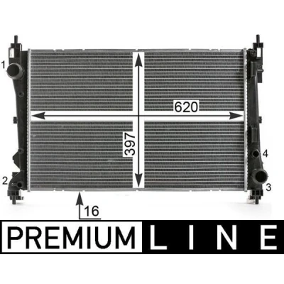 Afbeelding van MAHLE ORIGINAL CR 2003 000P Radiateur 620 397 16 Koelribben gesoldeerd FIAT: Doblo II Box Body / Estate, Platform/Chassis