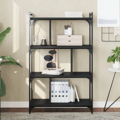 Afbeelding van Boekenkast 4 laags 76x32x123 cm bewerkt hout zwart