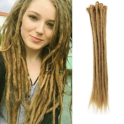 Afbeelding van Dsoar Dreadlocks haarverlenging, 12 strengen, synthetische dreadlocks, 60 cm, voor dames/heren/hippie volledig handgemaakt