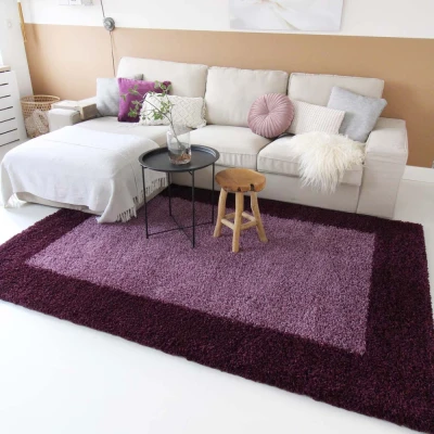 Afbeelding van Hoogpolig Vloerkleed Shaggy Trend Lijstmotief Paars 120x170 Cm