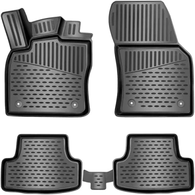 Afbeelding van Elmasline Rubberen mattenset voor VW T ROC bouwjaar 2017 2024, extra hoge rand, 3D vloermatten, accessoires